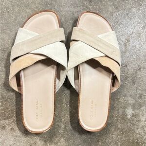 Cole Haan Women's Cream and Tan Slide Sandals